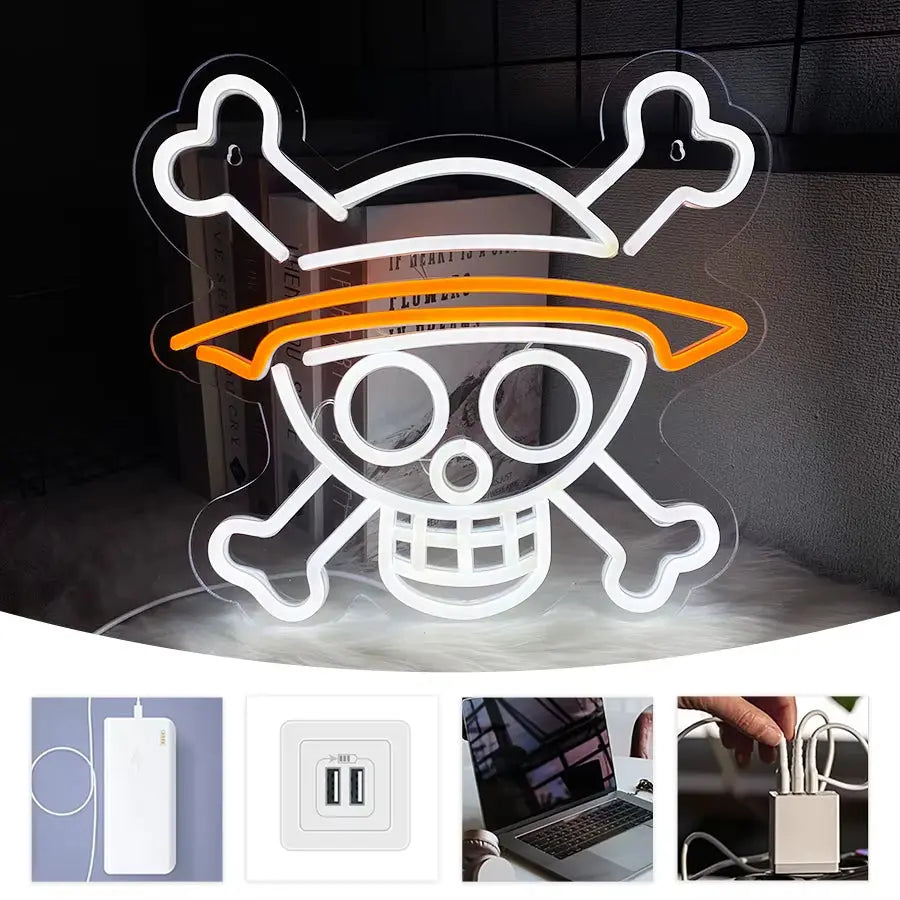 Skull Led Neon Sign, Hand-Made Cartoon Character Wall Lamp, Used for Bedroom, Home, Game Room, Club, Bar and Man Cave Decor.