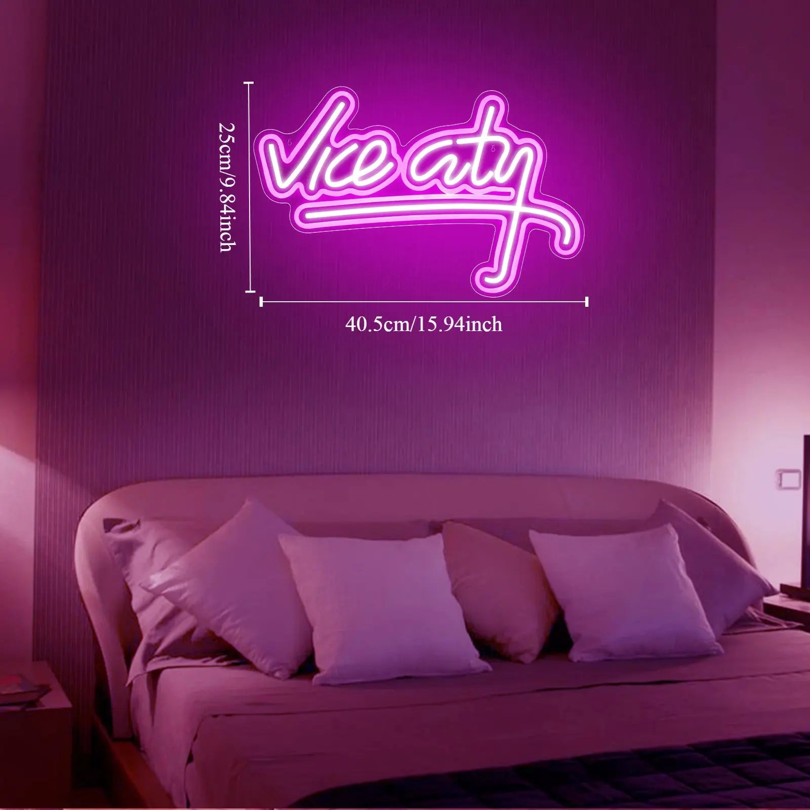 Vice City Neon Sign for Wall Decor, USB LED Neon Light, Bedroom, Kids Room, Game Room, Bar, Party Decor, Man Cave Home Artwork