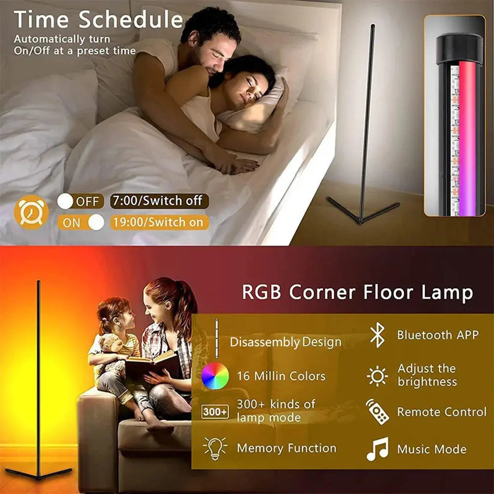 DARHYN RGB Floor Atmosphere Lamp Indoor Wall Corner Three Segment Splicing Minimalist Line Decorative Lighting Fixture