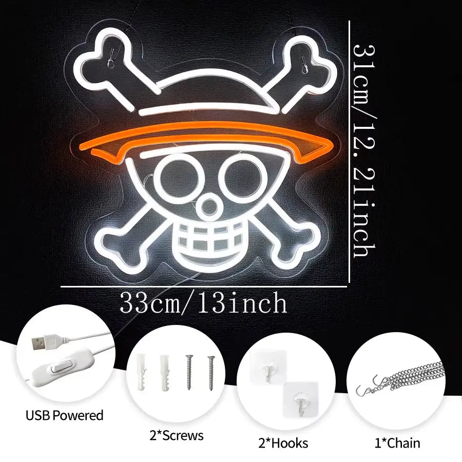 Skull Led Neon Sign, Hand-Made Cartoon Character Wall Lamp, Used for Bedroom, Home, Game Room, Club, Bar and Man Cave Decor.
